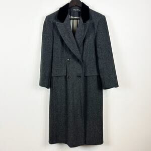 Wellington Fashions Wool Double Breasted Jacket Charcoal Grey/Black Velour Small